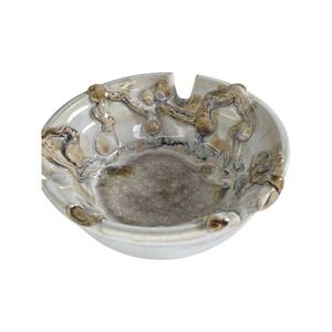 Studio Art Pottery Ashtray‎ Ceramic Drip Glaze Unique MCM Signed DougSally